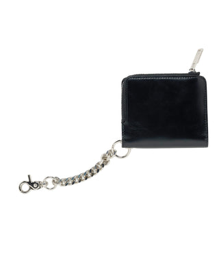 VEGAN LEATHER SNAP WALLET WITH COIN HOLDER BLACK