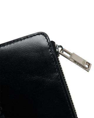 VEGAN LEATHER SNAP WALLET WITH COIN HOLDER BLACK