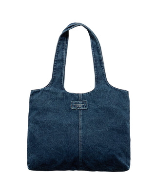LABEL POINT DENIM SHOULDER BAG BLUE