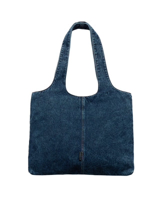 LABEL POINT DENIM SHOULDER BAG BLUE
