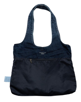 LABEL POINT DENIM SHOULDER BAG BLUE