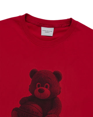 BASKETBALL SITTING AC BEAR SHORT SLEEVE T-SHIRT DARK RED