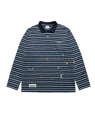 STRIPE PAINT LONG SLEEVE T-SHIRT NAVY