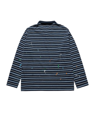 STRIPE PAINT LONG SLEEVE T-SHIRT NAVY