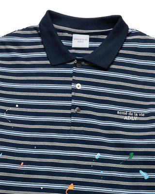 STRIPE PAINT LONG SLEEVE T-SHIRT NAVY