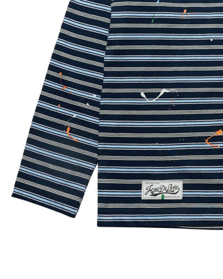 STRIPE PAINT LONG SLEEVE T-SHIRT NAVY