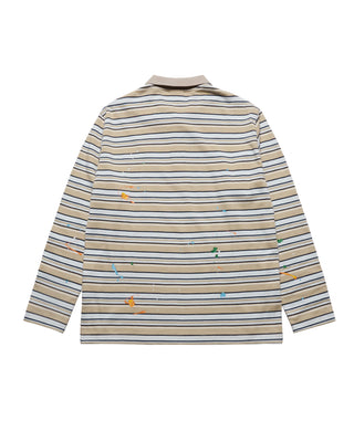 STRIPE PAINT LONG SLEEVE T-SHIRT BEIGE