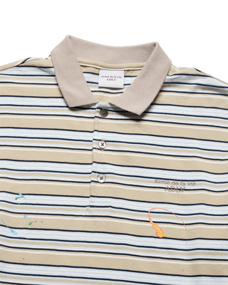 STRIPE PAINT LONG SLEEVE T-SHIRT BEIGE