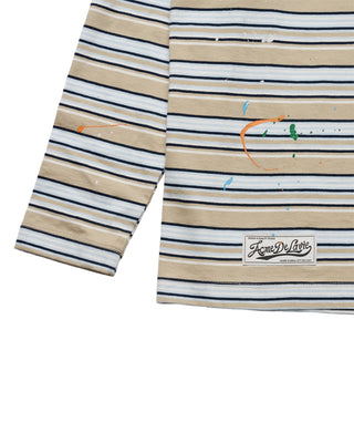 STRIPE PAINT LONG SLEEVE T-SHIRT BEIGE