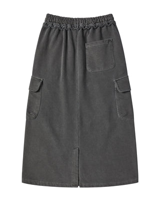 WOMAN PIGMENT LONG SKIRT CHARCOAL