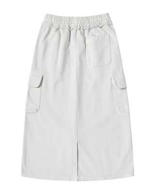 WOMAN PIGMENT LONG SKIRT LIGHT GRAY