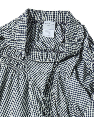 WOMAN CHECK SHIRRING LONG SKIRT BLUE