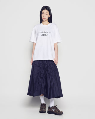 WOMAN CHECK SHIRRING LONG SKIRT PURPLE