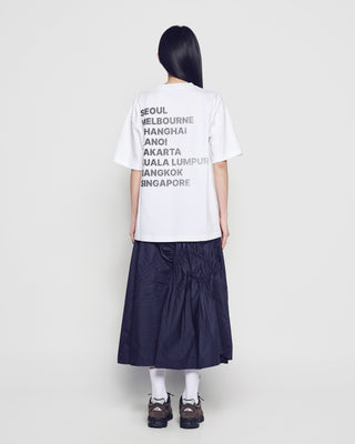 WOMAN CHECK SHIRRING LONG SKIRT PURPLE