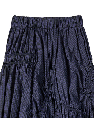 WOMAN CHECK SHIRRING LONG SKIRT PURPLE