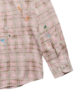 CHECK PAINT SHIRT PINK