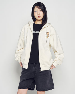 STAND 2D AC BEAR HOODIE ZIP UP IVORY