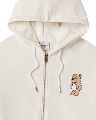 STAND 2D AC BEAR HOODIE ZIP UP IVORY