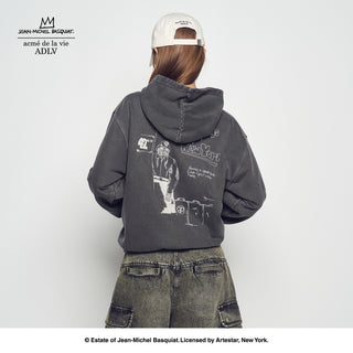 JMB GREETINGS FROM NEW YORK PIGMENT HOODIE CHARCOAL