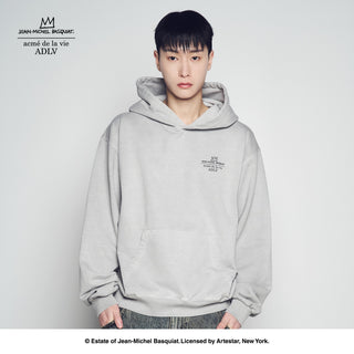 JMB GREETINGS FROM NEW YORK PIGMENT HOODIE LIGHT GRAY