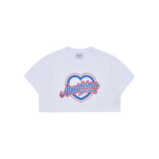 HEART LETTERING CROP T-SHIRT WHITE