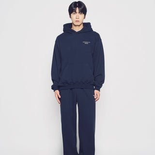 BASIC LOGO NAPPING HOODIE DARK NAVY