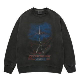 MOBILE SUIT GUNDAM LAST SHOOTING PIGMENT WASHING SWEATSHIRT CHARCOAL
