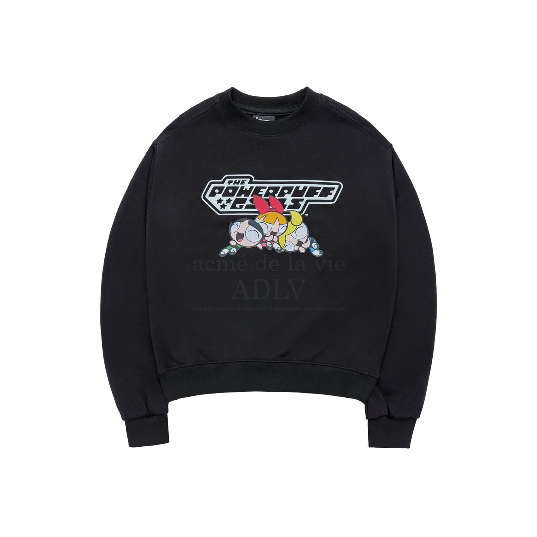 The Powerpuff Girls x acmedelavie  logo crop sweatshirt BLACK