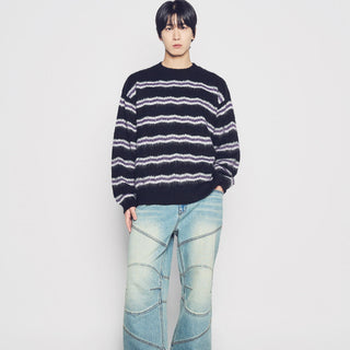 WAVE STRIPE MOHAIR KNIT BLACK