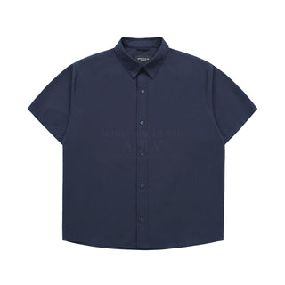 SYMBOL LOGO RIVET COTTON SHORT SLEEVE SHIRT NAVY