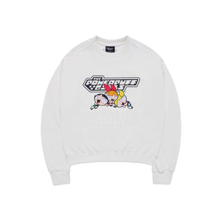 The Powerpuff Girls x acmedelavie logo crop sweatshirt CREAM