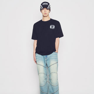 THREE TONE ASYMMETRY COTTON BALL CAP BLACK