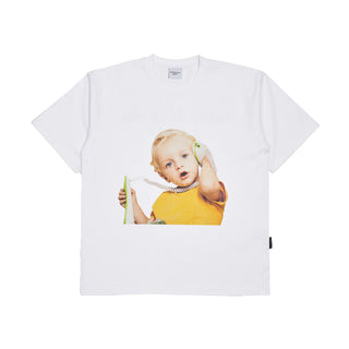 BABY FACE TELEPHONE BABY SHORT SLEEVE T-SHIRT R WHITE