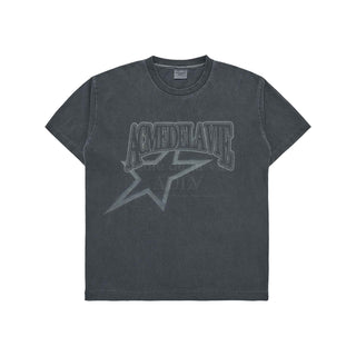 STAR AE LOGO PIGMENT WASHING SHORT SLEEVE T-SHIRT CHARCOAL