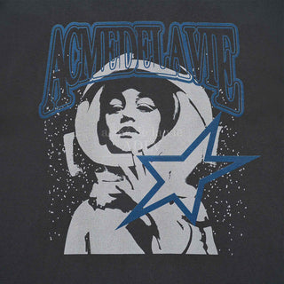 AE LOGO ASTRONAUT ARTWORK SHORT SLEEVE T-SHIRT CHARCOAL