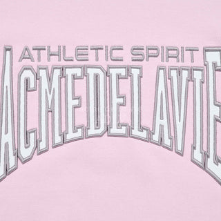 VARSITY LOGO EMBOSSING NEEDLEWORK WOMENS SWEATSHIRT PINK