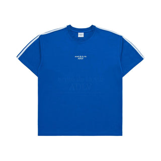 BASIC LOGO EMBOSS PRINTING TRACK SHORT SLEEVE T-SHIRT BLUE