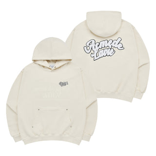 BOUCLE ROUND LOGO HOODIE CREAM