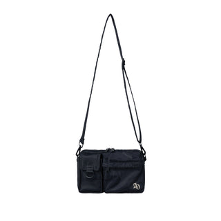 SYMBOL RIVET MULTI POCKET CROSS BAG BLACK