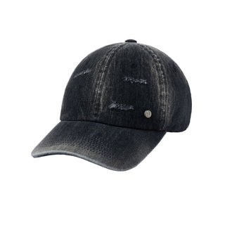 DAMAGE WASHING DENIM BALL CAP BLACK