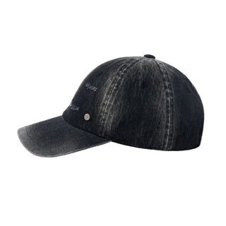 DAMAGE WASHING DENIM BALL CAP BLACK