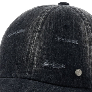 DAMAGE WASHING DENIM BALL CAP BLACK