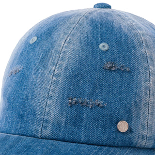 DAMAGE WASHING DENIM BALL CAP BLUE