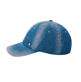 DAMAGE WASHING DENIM BALL CAP BLUE