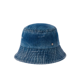 DAMAGE WASHING DENIM BUCKET HAT BLUE