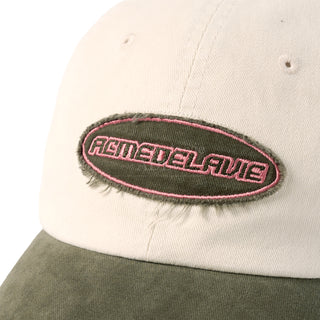 TWO TONE APPLIQUE PATCH BALL CAP KHAKI