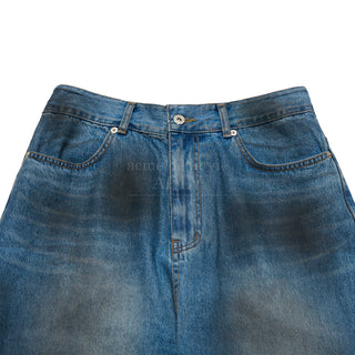 COATING WASHING WIDE DENIM PANTS DARK BLUE