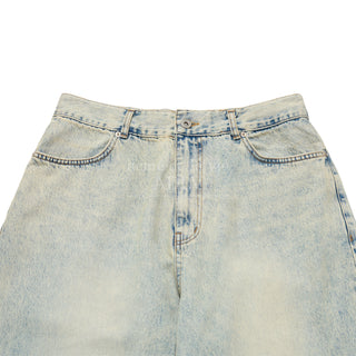 COATING WASHING WIDE DENIM PANTS LIGHT BLUE