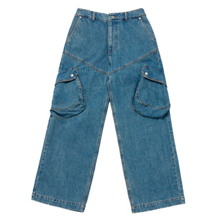 UTILITY POCKET DENIM PANTS BLUE