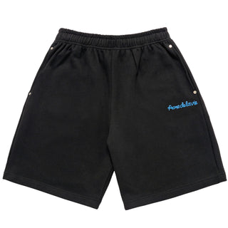 CHAIN EMBOSSING SCRIPT NEEDLEWORK SHORT PANTS BLACK